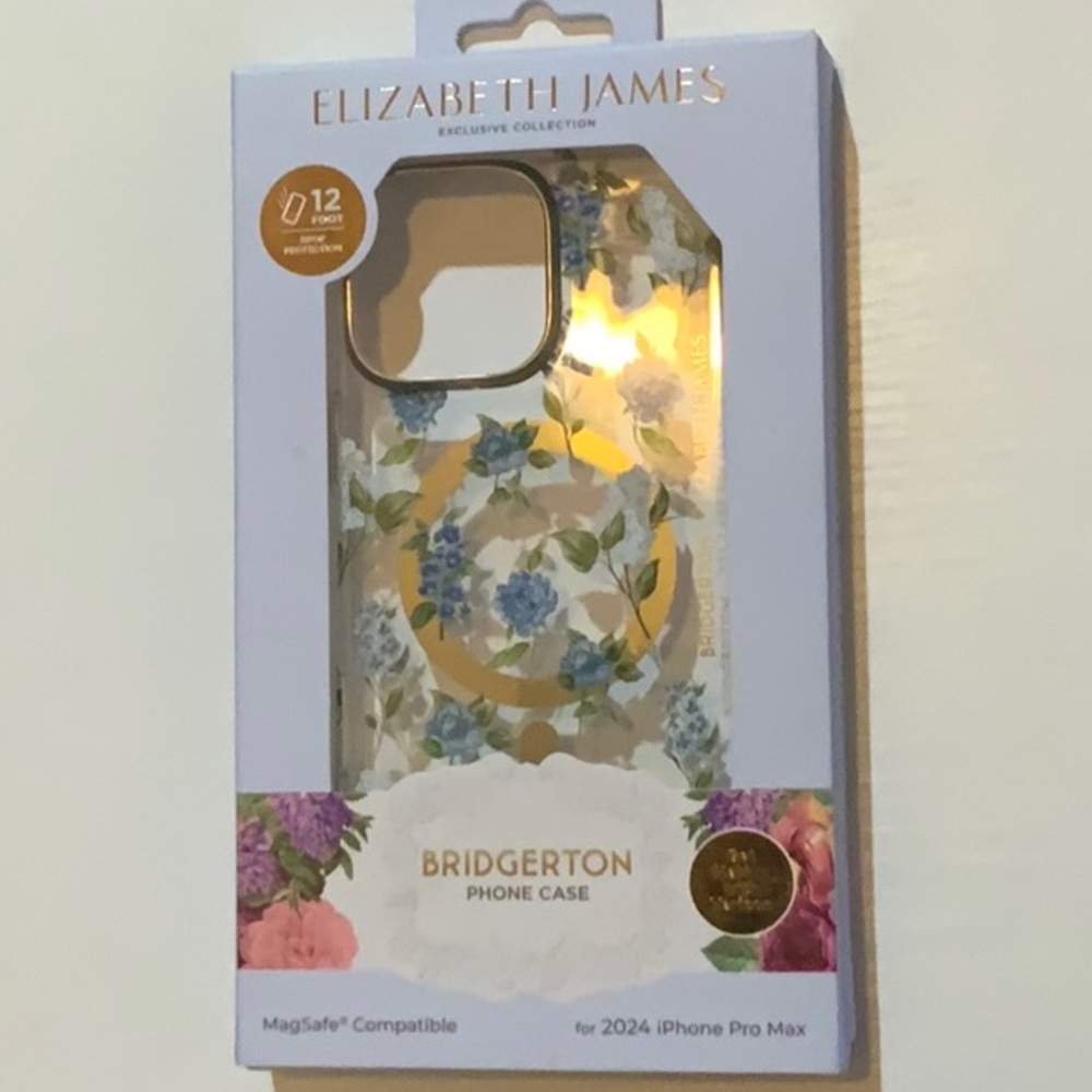 Elizabeth and James Blue and Gold iPhone Case with Floral Design